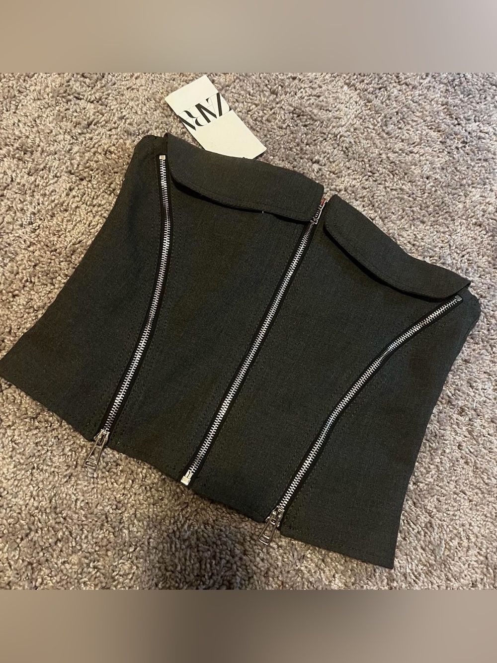 Zara Strapless Tube Top With Zipper Details
